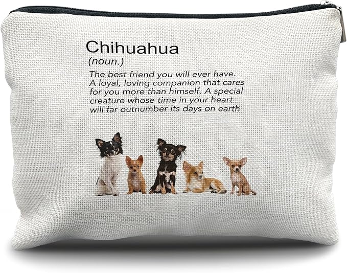 Nogrit Chihuahua Makeup Bag, Chihuahua Gifts for Women, chihuahua accessories Small Cosmetic Makeup Bag for Purse