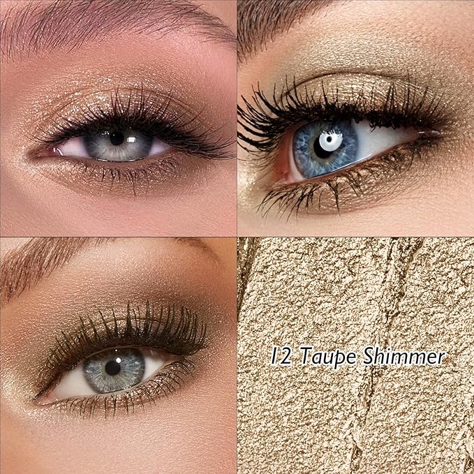 Dual-Ended Taupe Shimmer Eyeshadow Stick - Long-Lasting Cream Eye Shadow Stick Crease-Proof Metallic Eyeshadow Pencil, Easily Blendable Multi-Use Eye Highlighter Makeup with Built-in Smudger, 16