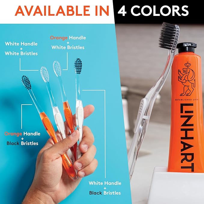 LINHART Extra Soft Toothbrush – Teeth Whitening Toothbrush (2 Pack, Orange and White)