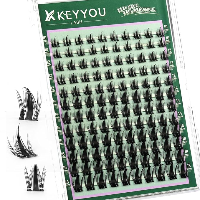 KEYYOU LASH Manga Lashes Clusters Fairy Cluster Eyelash Extensions Wispy False Eyelashes Natural Lash Clusters Individual Lashes Fake Eyelashes D Curl Extension with Spikes(F02,10-18mm)