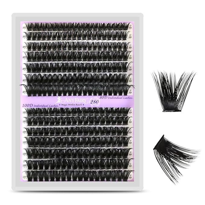 Lash Clusters Wispy Eyelash Clusters 280pcs 10-18mm Volume Cluster Eyelash Extensions 80D 100D Individual Lashes for Self Application （Sylph 80D&100D, 0.07D）