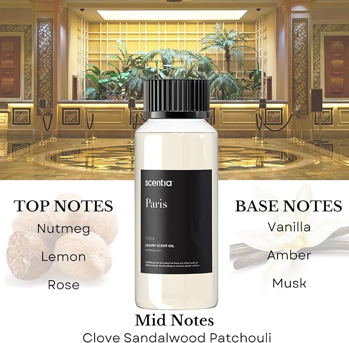 Scentia Fragrance Oil Inspired by The Hotel Costes - 120 mL 4.06 fl oz - Refill Diffuser Oil Blend Rose, Clove & Sandalwood Notes for Aromatherapy Diffusers - Paris, Thanksgiving Gift
