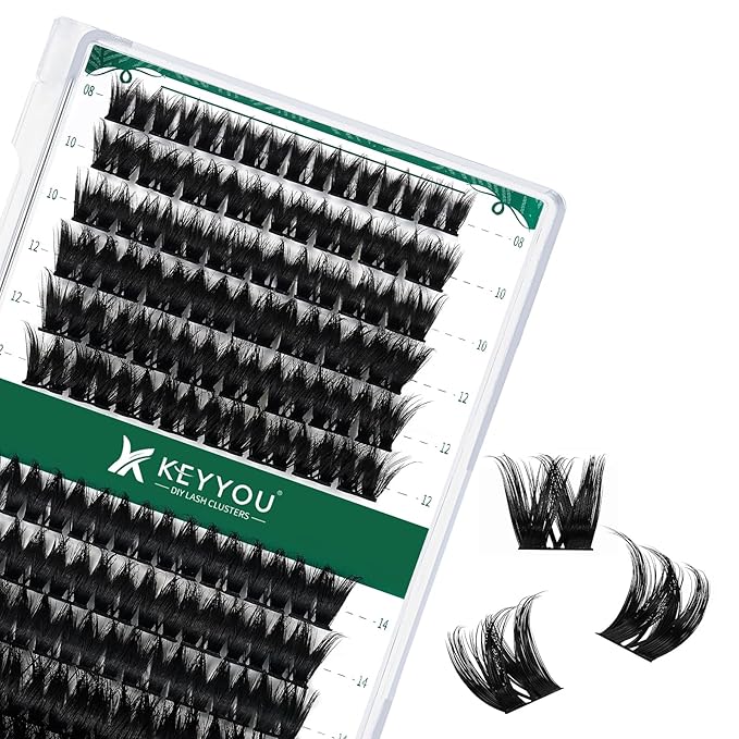 Lash Clusters,96 Pcs Cluster Lashes Y10 D Curl 8-18MIX DIY Lash Extensions Eyelash Clusters,KEYYOU Volume Wispy Individual Lashes Soft&Comfortable Easy DIY at Home(Y10,D-8-18MIX)