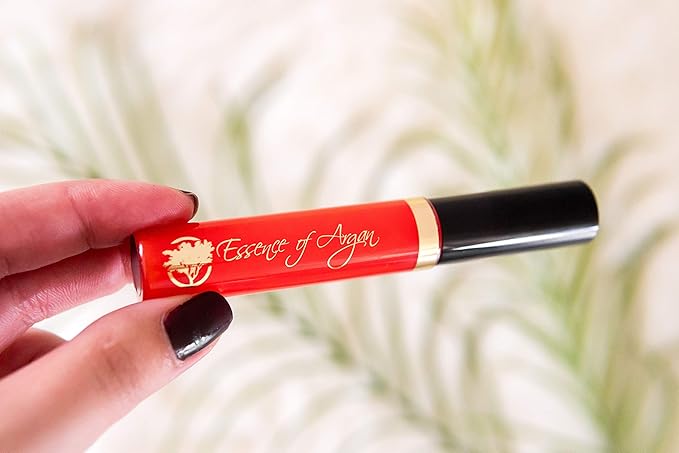 Essence Of Argan Lip Care Bundle - Moisturizing Deep Red Lipstick & Nourishing Lip Gloss with Organic Moroccan Argan Oil - Voluptuous Sexy Lips - Sun Protection, Long Lasting & Colorful Lip Balm Set