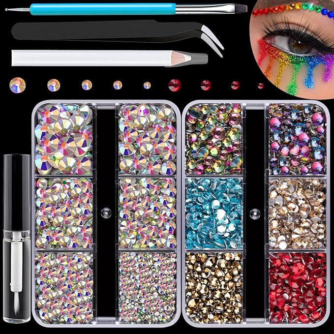 Colorful Face Gems for Makeup Set, Flatback Gorgeous