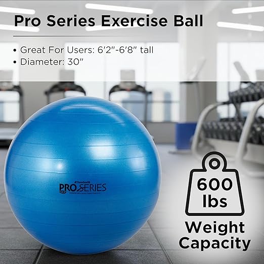 Theraband 23045 Exercise and Stability Ball for Improved Posture, Balance, Core Fitness, Coordination and Rehab, Blue, 75cm Diameter