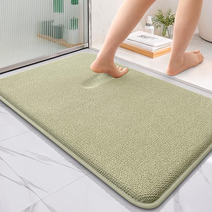 OLANLY Thick Memory Foam Bath Mat Rug 36x24, Extra Soft Absorbent Bathroom Rug, Quick Dry Bath Mats, Non-Slip, Machine Washable Carpet for Bathroom, Tub and Shower, Home Decor Accessories, Vanilla