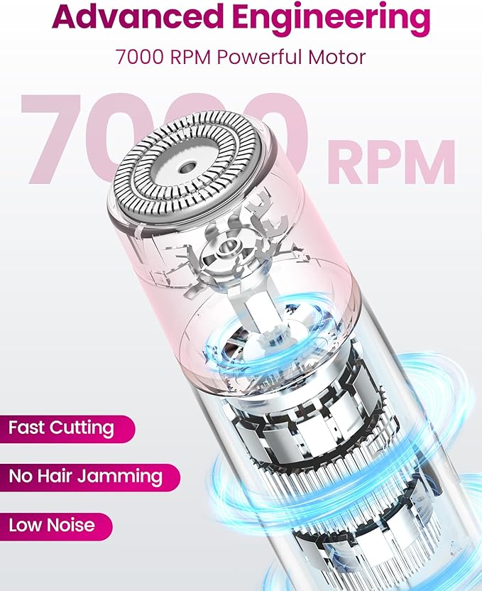 Bikini Trimmer Women & Body Shaver - 4-in-1 Painless Pubic Hair Remover for Sensitive Skin, Rechargeable & IPX7 Waterproof for Wet & Dry Use, for Face/Eyebrows/Nose/Underarms/Legs