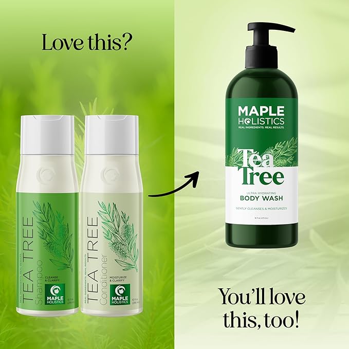 Tea Tree Shampoo and Conditioner Set - Sulfate Free Clarifying Shampoo and Conditioner for Oily Hair & Scalp Care with Cleansing Tea Tree Oil - Complete Oily and Dry Scalp Treatment for Build Up