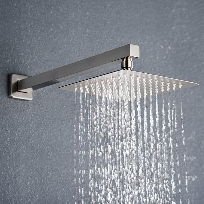 SUMERAIN Brushed Nickel Rain Shower System with Handheld Shower, Pressure Balance Shower Head System with Rough in Valve