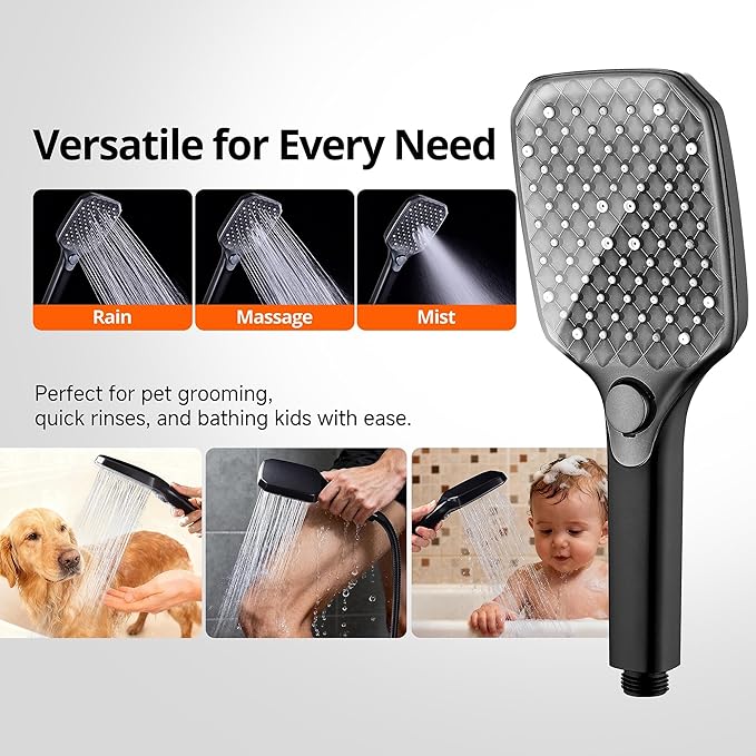 XXL 12.2" Rain Shower Head with Handheld Spray Combo, High Pressure Rainfall Shower Head, Height Adjustable Dual Shower Head, Luxury Waterfall Showerhead Bathroom
