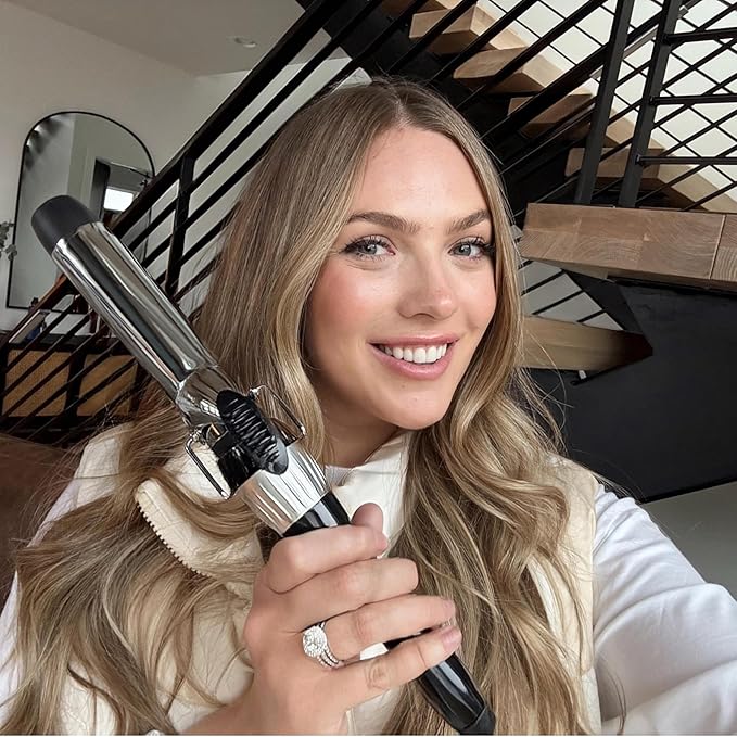 1.25 Inch Curling Iron for All Hair Types, Nickel Alloy Barrel Hair Curler with Adjustable Temperature up to 400℉, Dual Voltage Curling Wand for Travel, Long-Lasting Curls, Black