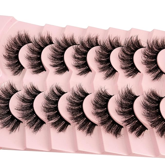 Mink Lashes Fluffy Yasnai False Eyelashes Wispy 3D Volume Thick Lashes 20mm Fake Lashes Natural Look Eyelashes 7 Pairs Pack
