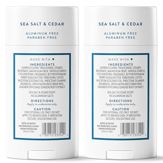 Native Sea Salt & Cedar Twin Pack Deodorant Bundle 2 x 2.3 oz