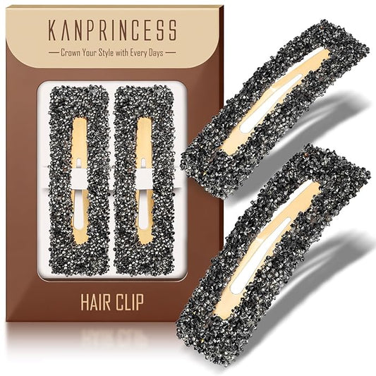 Rhinestone and Crystal Hair Clips 2-Pack, Sparkly Barrettes & Elegant Bling Accessories for Women & Girls(Set12)