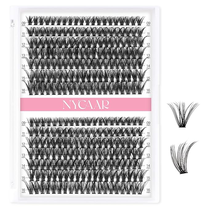 Lash Clusters 280Pcs Individual Lashes 40D 0.7D Curl 9-16MMIX Lash Extensions Clusters Lashes Soft&Natural DIY Eyelash Extension at Home(40D-9-16MIX)