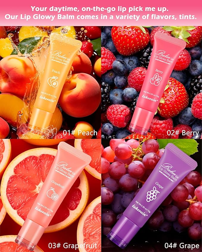 Hydrating Lip Glowy Balm, Ultra-Nourishing Lip Balm-03#Grapefruit