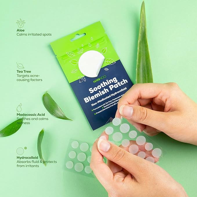 Hanhoo Soothing Blemish Patch,Extra Strength Blemish Patch,Face & Body Blemish Patch,and T-Zone Pore Patch Bundle,90 Total Patches,with Salicylic Acid, Tea Tree, and Aloe, Blackhead and Acne Treatment