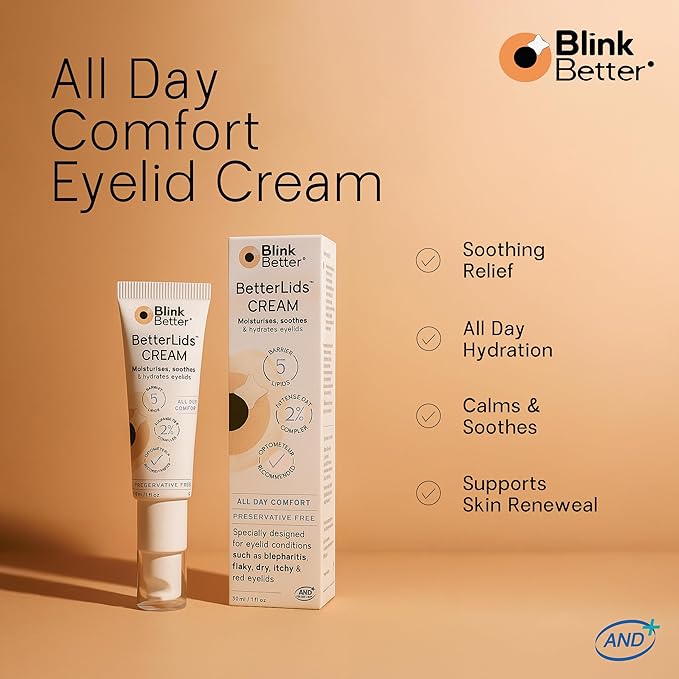 BlinkBetter® Restore Eyelid Cream – 3% Oat Extract & Ceramide Complex – Soothing Hydration & Barrier Support for Dry, Itchy, Red, Sensitive, or Flaky Skin Around the Eyes – All-Day Use – 1oz