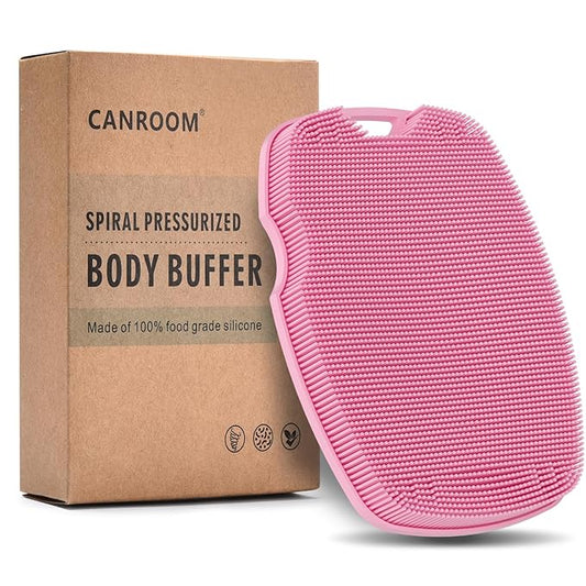 Silicone Body Scrubber - Anti Zinc Infused-Highly Elastic Bristles Exfoliating Body Scrubber for Shower Body,Cellulite Reduction,Blood Circulation - Pink