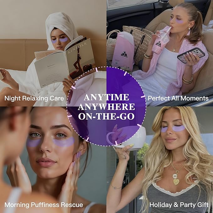 ICIKOL Collagen Under Eye Patches for Puffy Eyes and Dark Circles, Under Eye Mask for Radiance Boost, Deep Hydrating Undereye Mask Patches for Treatment with Women Beauty (12 Pairs, Grape seed)