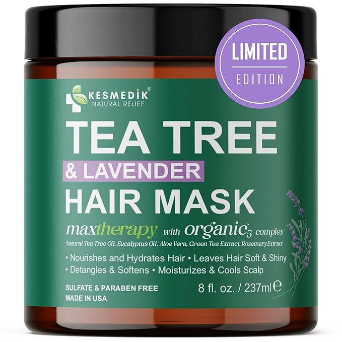 Tea Tree Oil Hair Mask for Dry Hair & Scalp, Deep Conditioning Hair Mask for Damaged Hair Treatment with Biotin & Argan Oil, Itchy Scalp Relief, Natural Hydrating Hair Mask for Men & Women | Tea Tree Hair Mask
