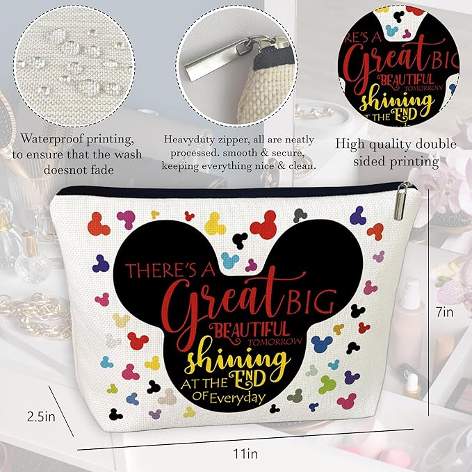 CLHHM Cartoon Mouse Makeup Bag, Fairytale Fans Mouse Family Cosmetic Bag Gift for Women, Teens, Animal Lovers, Sister, Birthday, Graduation, Mother’s Day Gift Idea, Christmas Gifts