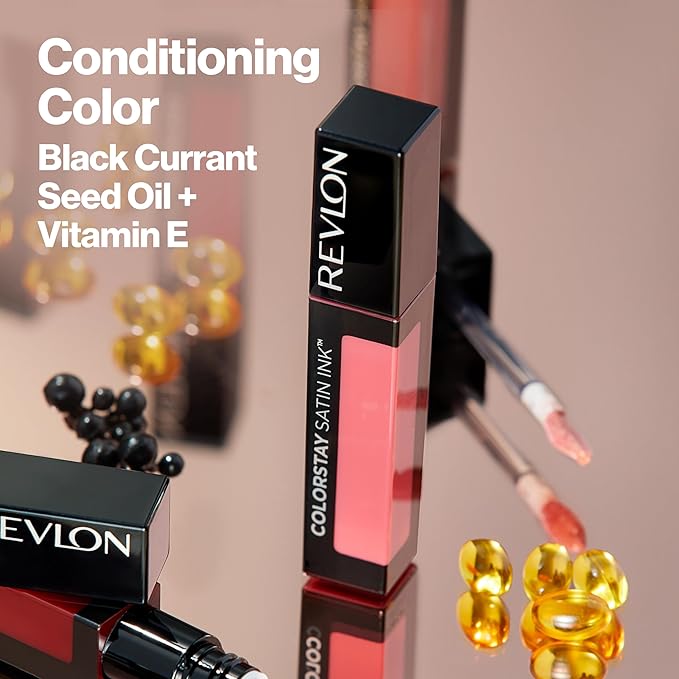 Revlon ColorStay Satin Ink Liquid Lipstick, Longwear Rich Lip Colors, Formulated with Black Currant Seed Oil, 024 Perfect Storm, 0.17 fl oz