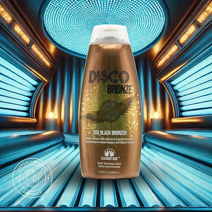 Disco Bronze 30X Black Bronzer Tanning Lotion - Indoor & Outdoor UV Tan Accelerator with DHA, Natural & Cosmetic Bronzers, Proprietary Melanin Boosting Formula, Made in USA for Men & Women – 10 oz