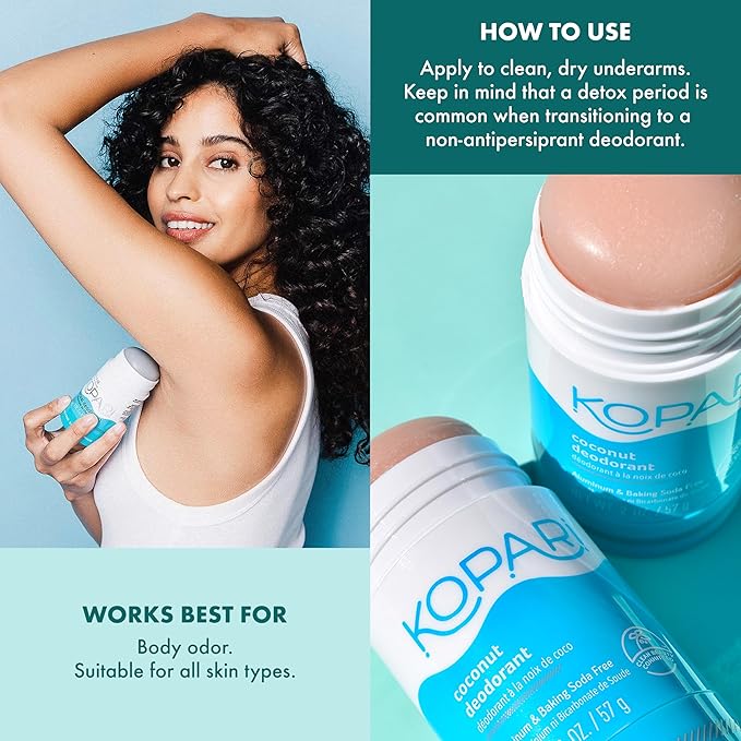 Kopari Aluminum Free Coconut Deodorant, Non Toxic & Clean Plant-Based, No Aluminum, Parabens or Baking Soda, Long Lasting Protection, Original 2 Pack