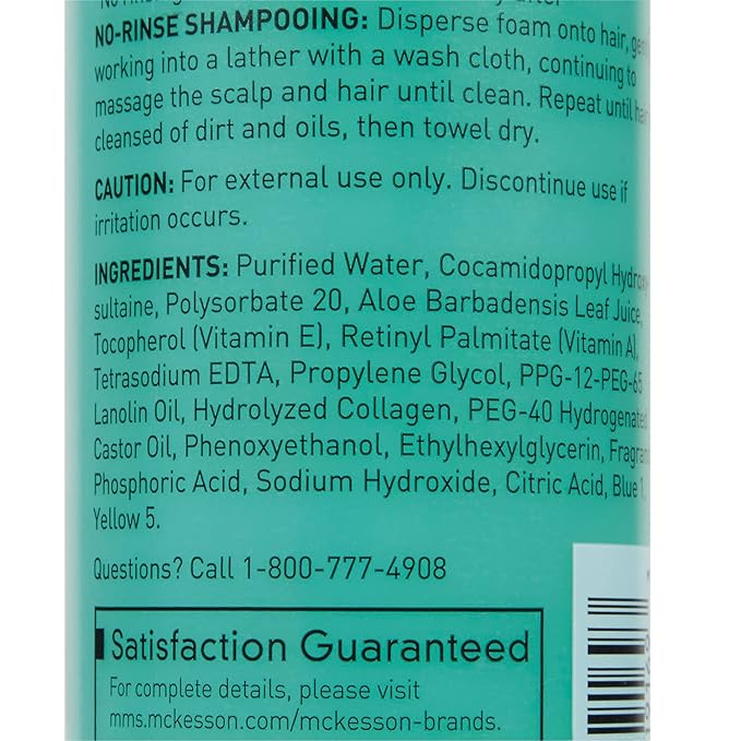 McKesson Rinse-Free Foam Cleanser with Aloe, 9 oz [12 Count] Vitamin A and E - Body Wash & Shampoo for Elderly, Hospital Grade, Cucumber Melon