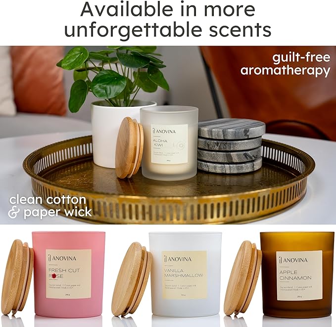 Anovina Fruity Scented Candle – Juicy Blend of Passionfruit, Pineapple, Kiwi & Coconut – Non-Toxic Soy Wax Blend – Candle Gifts for Women, Home or Kitchen