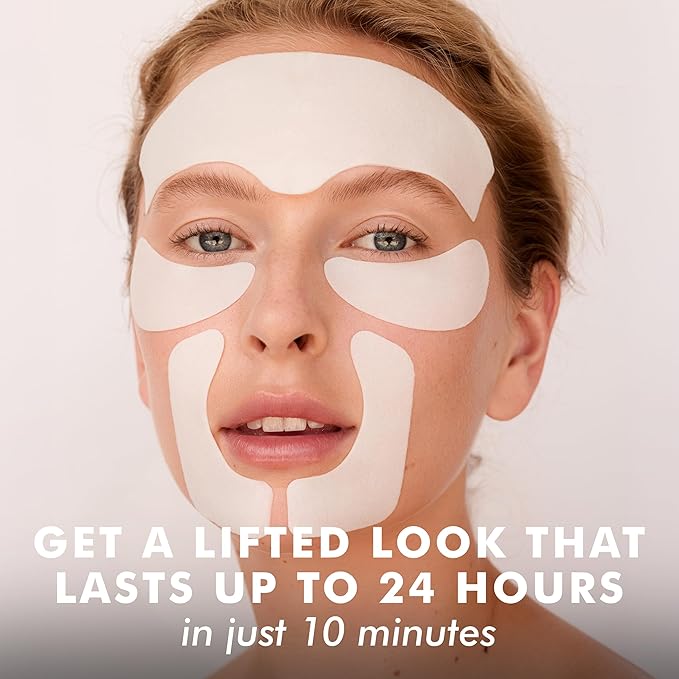 Skyn ICELAND Facelift in-a-Bag, Firming Hydrogel Masks for Forehead, Smile Lines and Under Eyes. Cooling Gel Facial Patches with Peptides and Coenzyme Q10. Treatment for All Skin Types, Vegan, 6 Pcs.