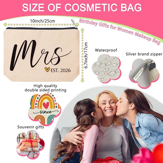 ancpeany Wedding Bridal Shower Gifts for Bride To Be 2026, Bachelorette Gifts for Bride Party Accessories, Future Mrs Makeup Bag, Wifey Engagement Gift for Women, Cosmetic Travel Pouch