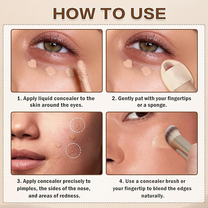 Under Eye Concealer Stick,Full Coverage Concealer for Older Women,Teenagers,Middle-aged,Dual formula (liquid tip & balm stick),Long-lasting Wear,Tattoo Cover Up Makeup（01 Natural）
