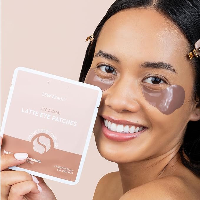 ESW Beauty Iced Chai Latte Under Eye Patches – Energizing & Firming - Soothing with Chai, Caffeine & Peptides for Tired Under Eyes & Dark Circles