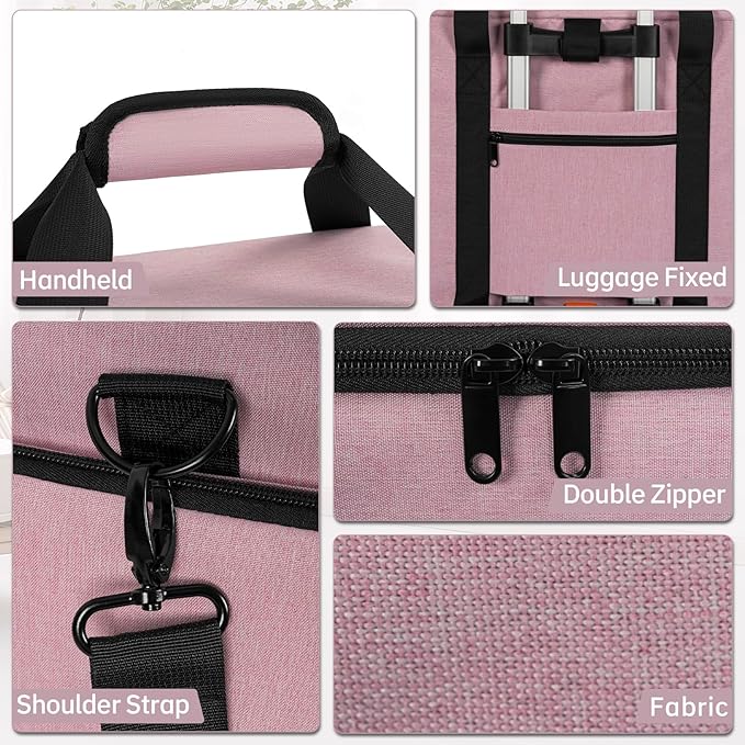 FREEAMG Extra Large Makeup Case with 4 Removable Pouches, Professional Make up Train Case,Travel Cosmetic Bag for Hairstylists Nail Tech Makeup Artist with Shoulder Strap and Handle (Pink)（Bag only）