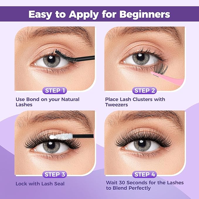 240PCS Natural Lash Clusters 30D/40D Mixed Length 10–16mm, Wispy D Curl Individual Lashes for DIY Cat Eye Look, Lightweight Reusable Cluster Lashes for Beginners (No Tools Included)