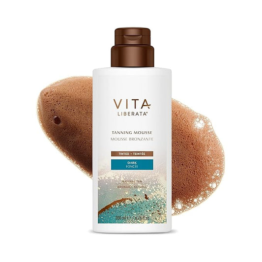 VITA LIBERATA Tinted Self Tanner Mousse - Dark 6.76 fl oz, Lightweight & Fast Drying Formula, Tinted For Easy Application, Lasting Tan, Formulated with Organic Aloe Vera & Hyaluronic Acid