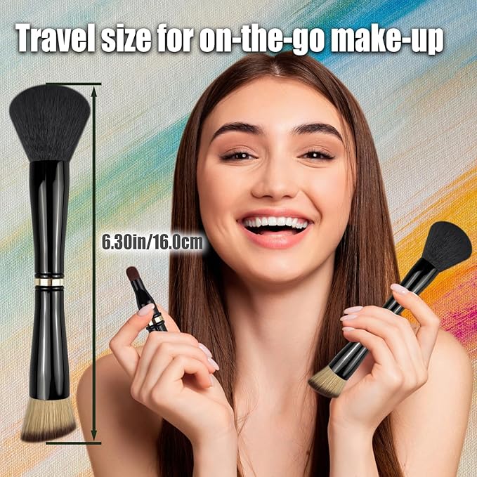 Zylsnice 4 in 1 Makeup Brush, Travel Makeup Brush Set with Case, Mini Makeup Brushes, Powder Foundation Brush, Concealer Brush, Eyeshadow Brush, Dual Ended Makeup Brush for Liquid,Cream, Powder