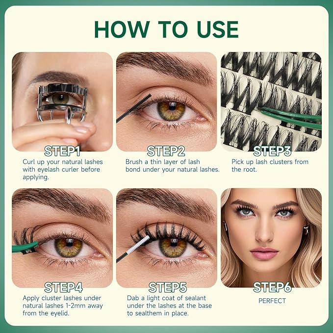 KEYYOU LASH Eyelash Clusters Flora Lashes Clusters D Curl Cluster Eyelash Extensions 8-18mix False Eyelashes 144pcs Ultra-Lightweight Wispy Natural Lash Cluster with Spikes（F01，8-18mm）