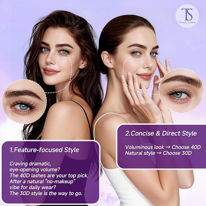 THINK SHOW 280PCS Lash Clusters Kit-30D & 40D Volume Lashes Clusters, 9-16mm Natural and Wispy Lash Clusters Kit, Easy Apply at Home, Reusable & Cruelty Free Cluster Eyelash Extensions
