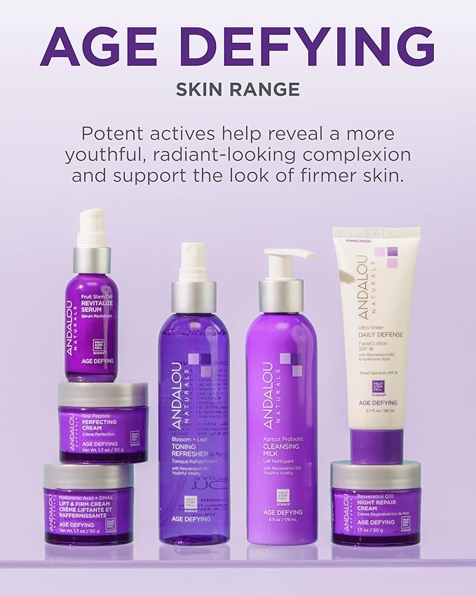 Andalou Naturals Goji Peptide Perfecting Cream - Age Defying Face Moisturizer with Resveratrol, CoQ10 - Supports Skin Collagen and Elastin, Improves Appearance of Wrinkles & Signs of Aging - 1.7 fl oz