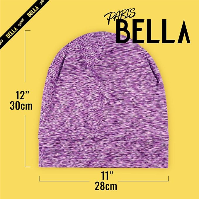 Satin Lined Sleep Cap Bonnet for Curly Hair and Braids, Stay On All Night Hair Wrap with Adjustable Strap for Women and Men, Black and Purple, Pack of 2
