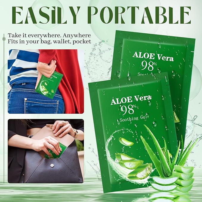 Siifert 60 Pcs Travel Size Aloe Vera Gel 98% Organic After Sun Moisturizer for Face, Body, Soothing Hydrating Lotion Bulk for Winter Vacation, Guests Skin Care Gifts