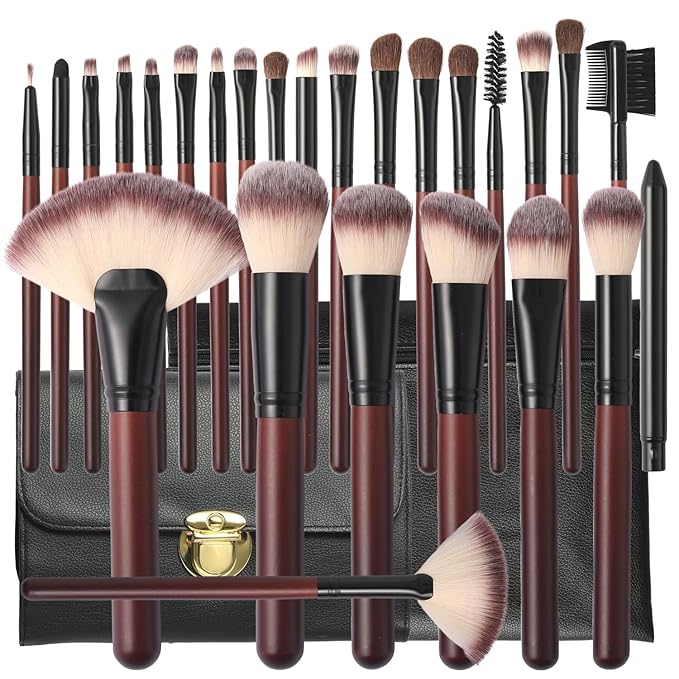 Yasingsi Makeup Brushes Set 26-Piece Makeup Brushes Premium Synthetic Foundation Powder Concealer Blush Eyeshadow Contour Professional Makeup Brush Set with 2 Brush Bags
