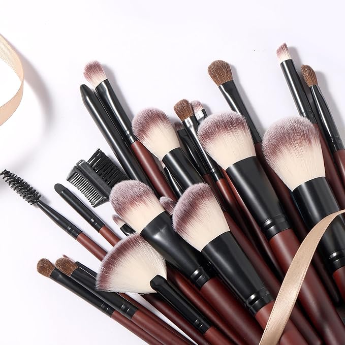 Yasingsi Makeup Brushes Set 26-Piece Makeup Brushes Premium Synthetic Foundation Powder Concealer Blush Eyeshadow Contour Professional Makeup Brush Set with 2 Brush Bags