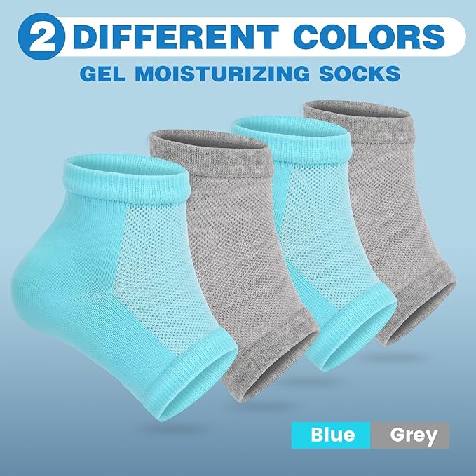 2 Pairs Moisturizing Heel Socks for Cracked Heel Treatment, Foot Care Toeless Socks to Soften and Hydrate Dry Cracked Feet Heels, Cracked Heel Repair Socks, Gel Socks for Dry Cracked Feet