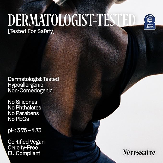Nécessaire The Body Serum – Fragrance-Free Hyaluronic Acid Body Serum for Women+ Men. Niacinamide Firming Body Lotion – Fast-Absorbing for Sensitive + Eczema-Prone Skin. 150 ml / 5.1 fl oz.