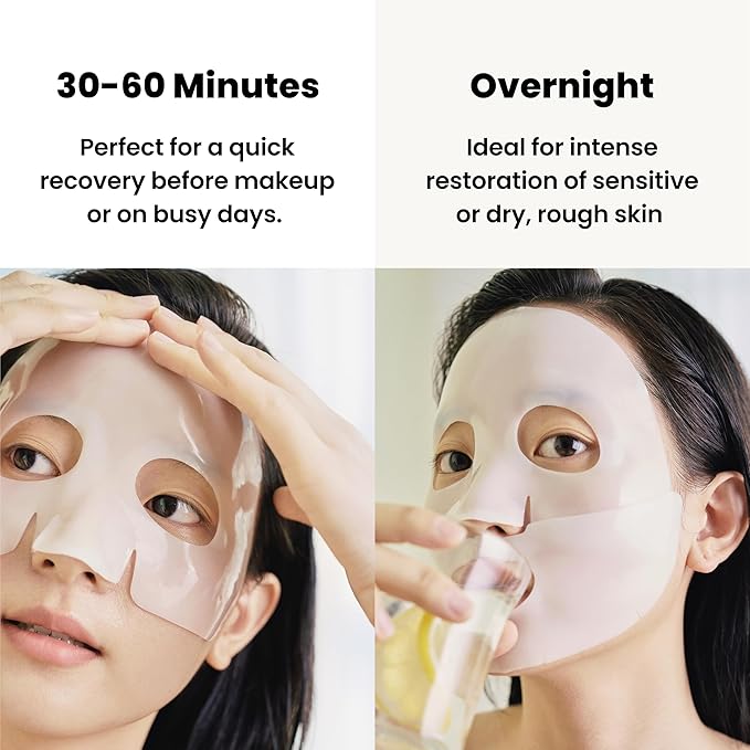 PO:DL Hyaluronic Hydrogel Mask with Collagen Niacinamide | Elasticity Wrinkle Improvement Pore Care Glow Skin| Overnight Soothing Deep Hydration Spa Facial Mask | Korean Skin Care 1.48oz x 4ea